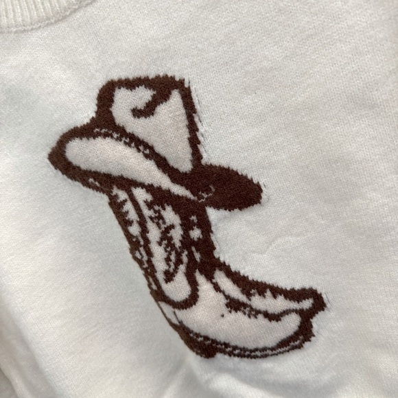 NWT Pretty Garbage Cowgirl Boot Design Graphic Sweater - Picture 4 of 8